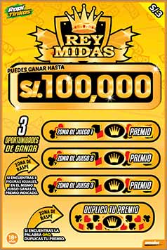 <b>REY MIDAS - ¡Gana hasta S/. 60,000!</b><br>Son 3 juegos en 1, y además tienes una opción para duplicar tus premios.<br/>Costo S/. 3.00